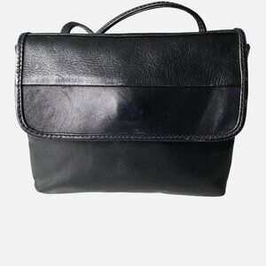 Kenneth Cole Black Leather‎ Crossbody Bag Modern City Chic Travel